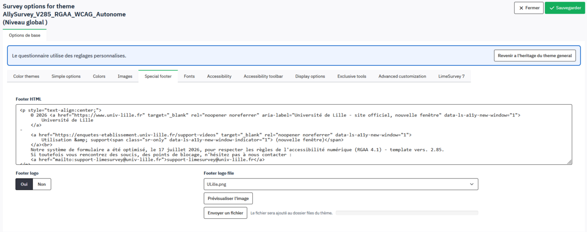 visuel contenu du footer configurable